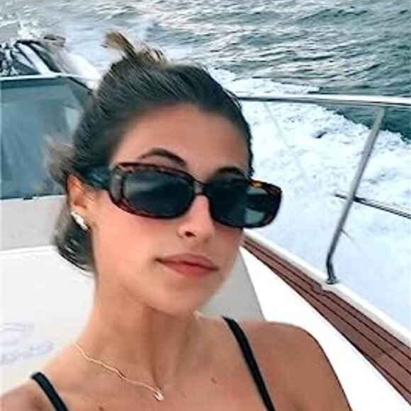 Retro 90s Rectangle Sunglasses UV400 Unisex Fashion Eyewear - Picture 4 of 8